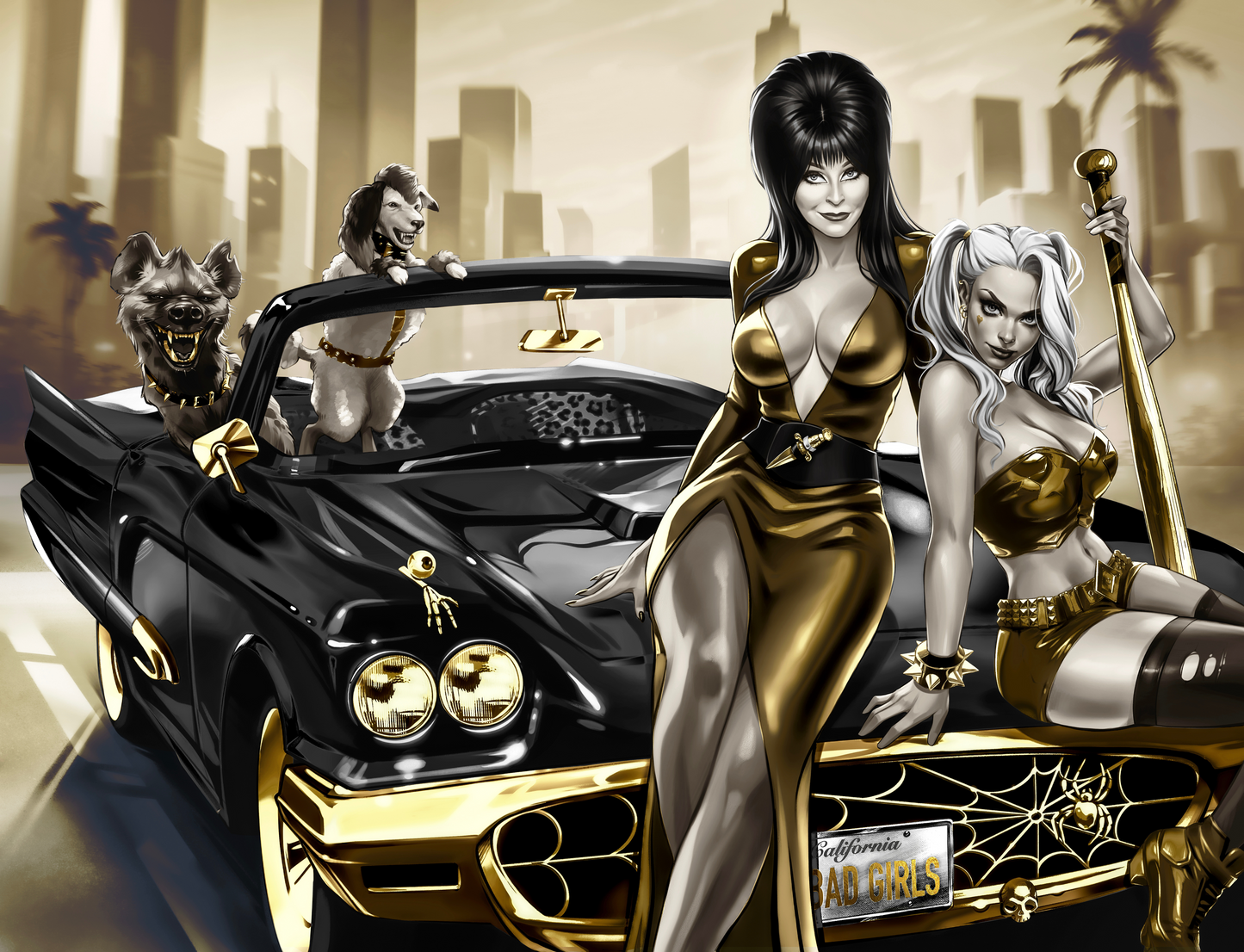 HARLEY QUINN X ELVIRA #1 — KATYA SINYUKHINA WRAPAROUND NYCC 2025 EXCLUSIVE GOLD VARIANT LTD. 300