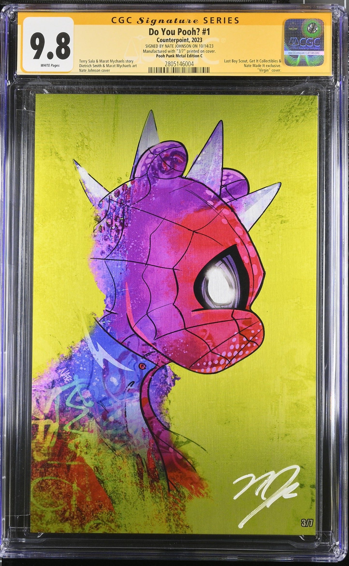 DO YOU POOH SPIDER PUNK POOH #1 NATE JOHNSON EXCLUSIVE METAL YELLOW VAR LTD TO 7 (06/2023)