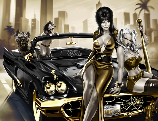 HARLEY QUINN X ELVIRA #1 — KATYA SINYUKHINA WRAPAROUND NYCC 2025 EXCLUSIVE GOLD VARIANT LTD. 300
