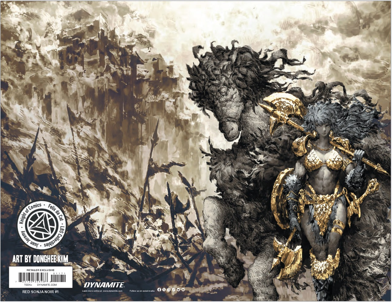 RED SONJA NOIR #1 DONGHEE KIM EXCLUSIVE GOLD VARIANT HEROESCON 2025 (LTD. 400) / COMES WITH CRYSTAL CLEAR BOARD