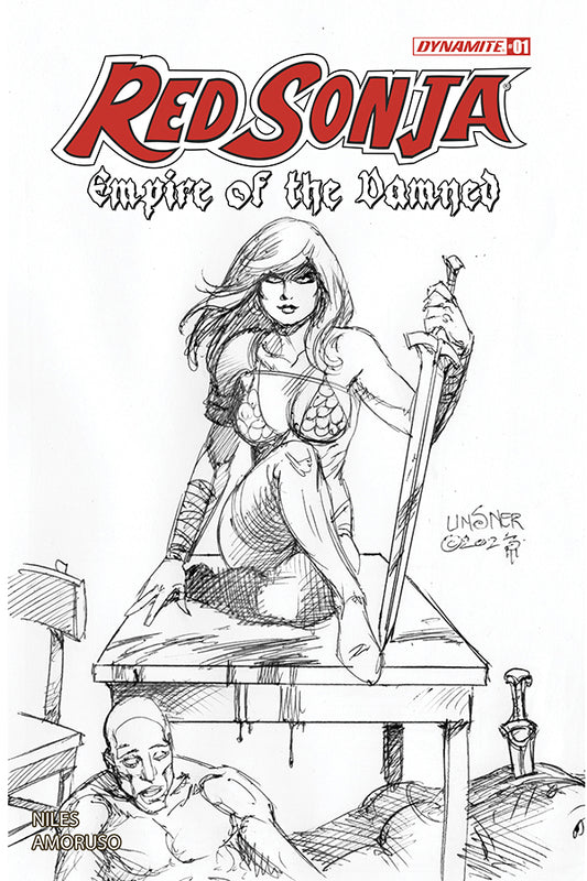 RED SONJA: EMPIRE OF THE DAMNED #1 JOSEPH MICHAEL LINSNER BLACK & WHITE INCENTIVE VIRGIN VARIANT RATIO 1:20